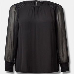 Torrid Georgette With Sequin Trim Blouse